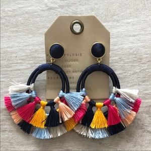 Anthropologie tassel hoop earrings